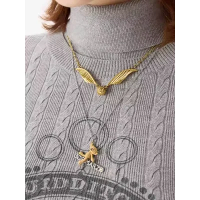 Harry Potter × 13DE MARZO Golden Snitch Bear Necklace Golden - Image 4