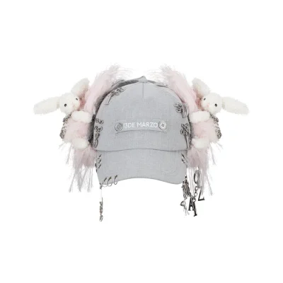 13DE MARZO Chain-trim Faux-fur Earmuff Baseball Cap Grey