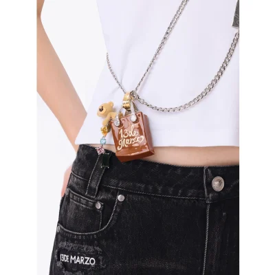 13DE MARZO Bear Totebag Body Chain Silver - Image 3