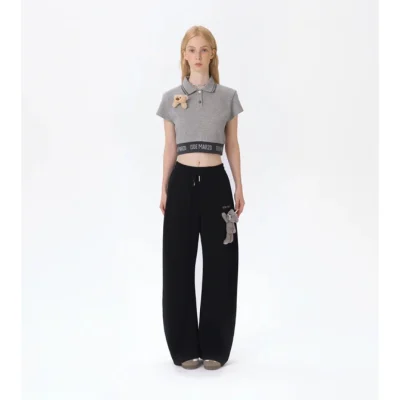 13DE MARZO Casual Bear Blade Sweatpants Black - Image 3