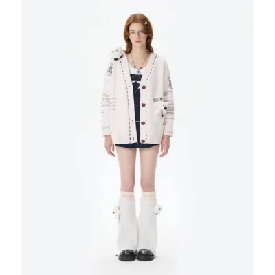 Harry Potter × 13DE MARZO Hedwig Hogwarts Offer Cardigan Beige