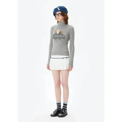 Harry Potter × 13DE MARZO Quidditch Bear High Neck Sweater Grey - Image 4