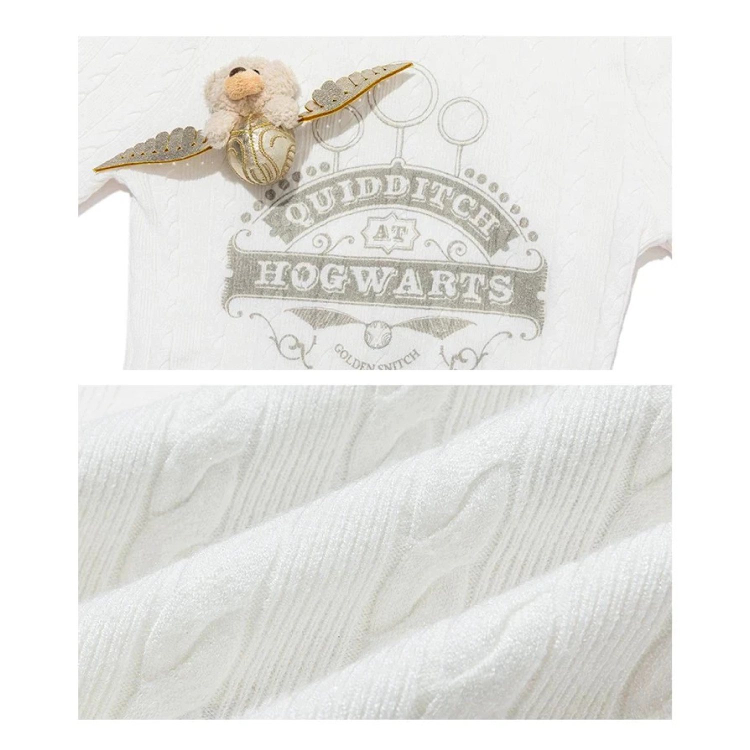 Harry Potter × 13DE MARZO Quidditch Bear High Neck Sweater White - Image 5