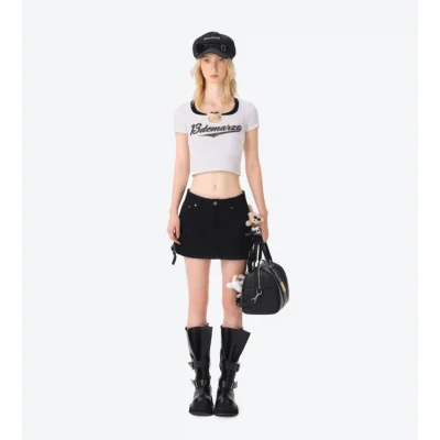 13DE MARZO Camera Bear Cargo Skirt Black