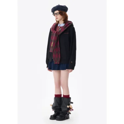 Harry Potter × 13DE MARZO Hogwarts Four Houses Bear Zipper Hoodie Gryffindo Black - Image 4