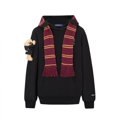 Harry Potter × 13DE MARZO Hogwarts Four Houses Bear Scarf Sweater Black