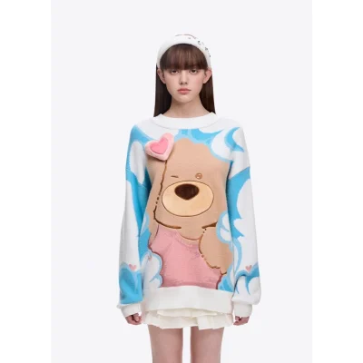 13DE MARZO Doozoo Day and Night Sweater White