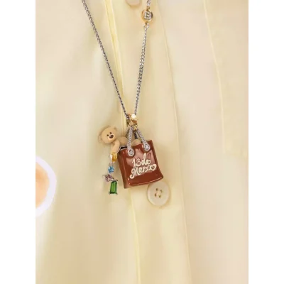 13DE MARZO Bear Totebag Necklace Silver