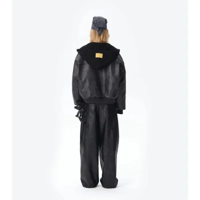 13DE MARZO Pilot Bear Vintage Jacket Black - Image 4