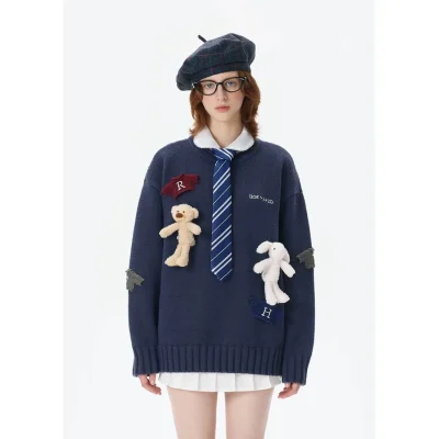 Harry Potter × 13DE MARZO Harry and Weasley Vintage Sweater Blue