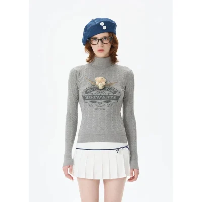 Harry Potter × 13DE MARZO Quidditch Bear High Neck Sweater Grey