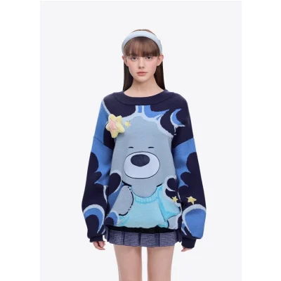 13DE MARZO Doozoo Day and Night Sweater Navy Blue