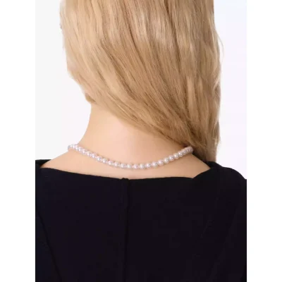 13DE MARZO Bear Pearl Bow Necklace Silver - Image 5