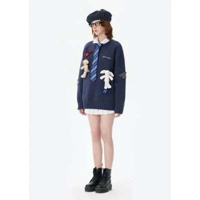 Harry Potter × 13DE MARZO Harry and Weasley Vintage Sweater Blue - Image 3
