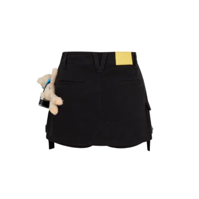 13DE MARZO Camera Bear Cargo Skirt Black - Image 6