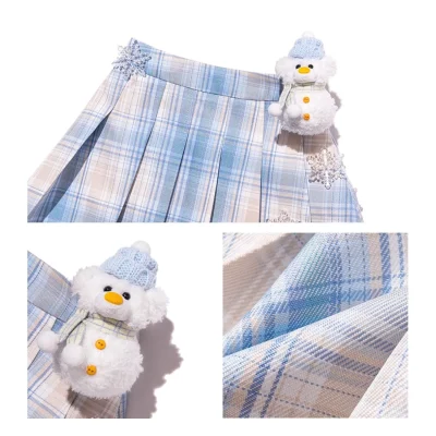 13DE MARZO Snow BabyBear Plaid Skirt Blue - Image 8