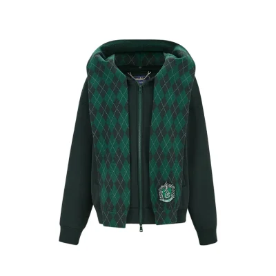 Harry Potter × 13DE MARZO Hogwarts Four Houses Bear Zipper Hoodie Slytherin Green - Image 6