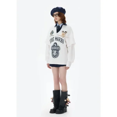 Harry Potter × 13DE MARZO Quidditch Bear Sports Shirt White - Image 3