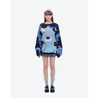 13DE MARZO Doozoo Day and Night Sweater Navy Blue - Image 3