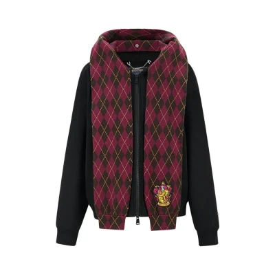 Harry Potter × 13DE MARZO Hogwarts Four Houses Bear Zipper Hoodie Gryffindo Black - Image 6
