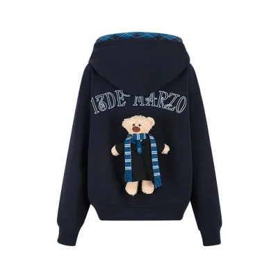 Harry Potter × 13DE MARZO Hogwarts Four Houses Bear Zipper Hoodie Ravenclaw Blue - Image 7