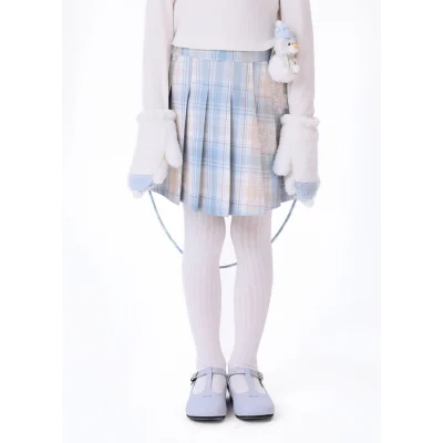 13DE MARZO Snow BabyBear Plaid Skirt Blue - Image 3