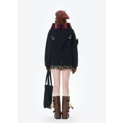 Harry Potter × 13DE MARZO Hogwarts Four Houses Bear Scarf Sweater Black - Image 8