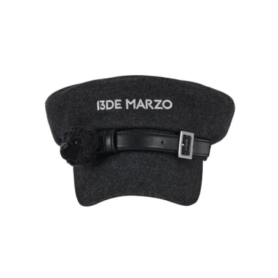 13DE MARZO Bear Belt Logo Beret Black
