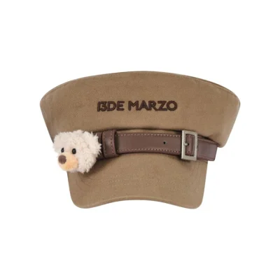 13DE MARZO Bear Belt Logo Beret Brown