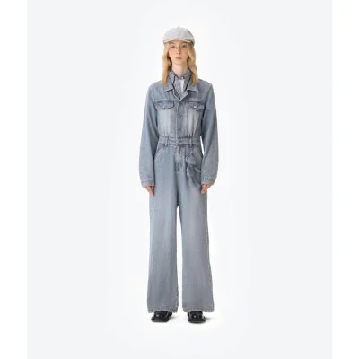 13DE MARZO Bear Denim Jumpsuit Blue