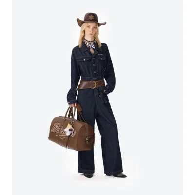 13DE MARZO Bear Denim Jumpsuit Navy Blue