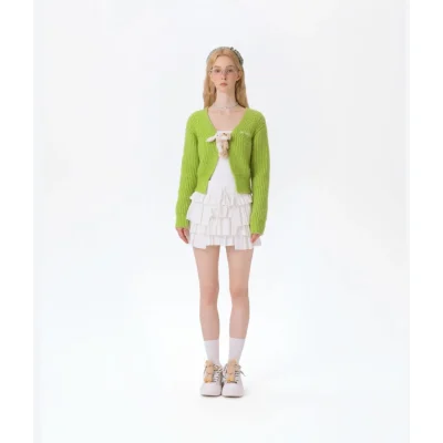 13DE MARZO Doozoo Cuddle Button Cardigan Green