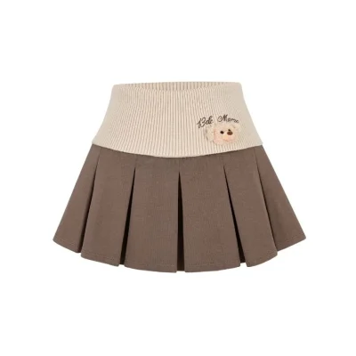13DE MARZO Bear Head Upper Skirt Brown