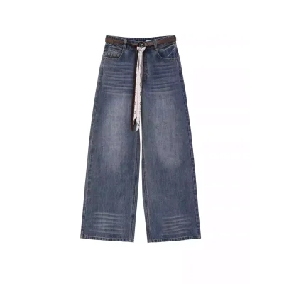 REVAN Silk Scarf Belted Straight Leg Jeans