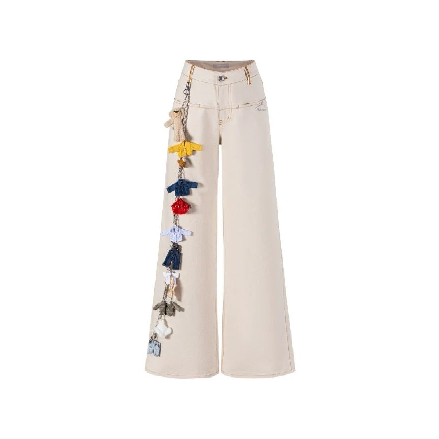 13DE MARZO Tailor Bear Hanger Cargo Pants White