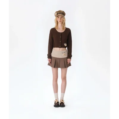 13DE MARZO Bear Head Upper Skirt Brown
