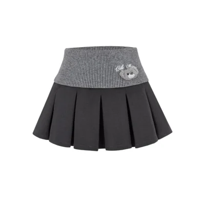 13DE MARZO Bear Head Upper Skirt Dark Grey