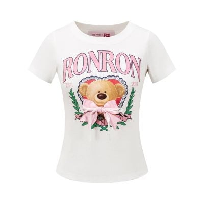 13DE MARZO RONRON Bear Ribbon Slim Top