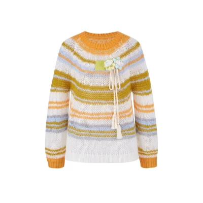 13DE MARZO Hollow Lines Sweater Yellow