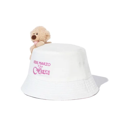 13DE MARZO BabyBear Bubblegum Bucket Hat White