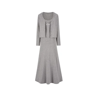 13DE MARZO Bear Top With Bodycon Dress Grey