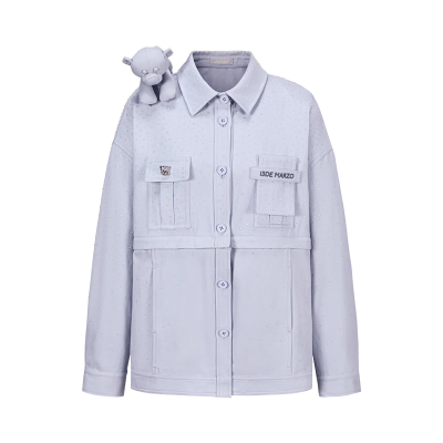 13DE MARZO All-Over Faux Rhinestone Shirt Jacket Blue