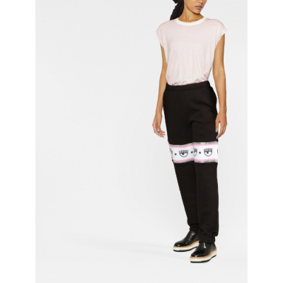 CHIARA FERRAGNI LOGOMANIA-PANEL TRACK PANTS BLACK