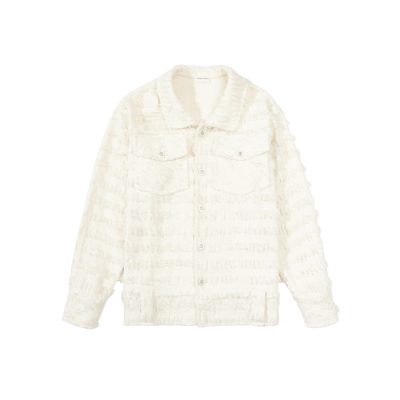 Charlie Luciano White Destruction Style Tweed Overshirt