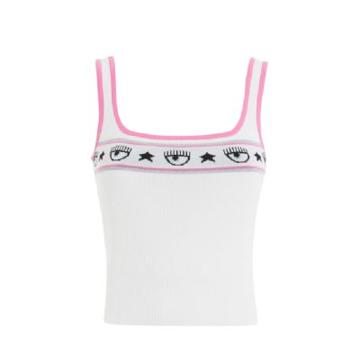 CHIARA FERRAGNI LOGOMANIA KNITWEAR WHITE