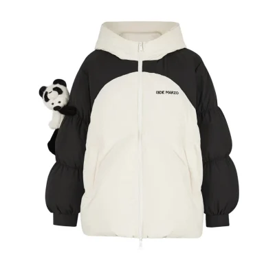 13DE MARZO Panda Bear Puffer Jacket White