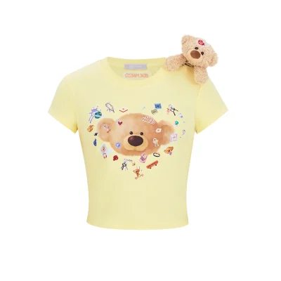 13DE MARZO Bear Stickers Top Yellow