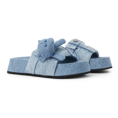 13DE MARZO Denim Bear Slipper Blue