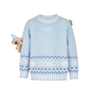 13DE MARZO BabyBear Fair Isle Knit Sweater Blue