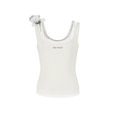 13DE MARZO Faux Gem Vest White